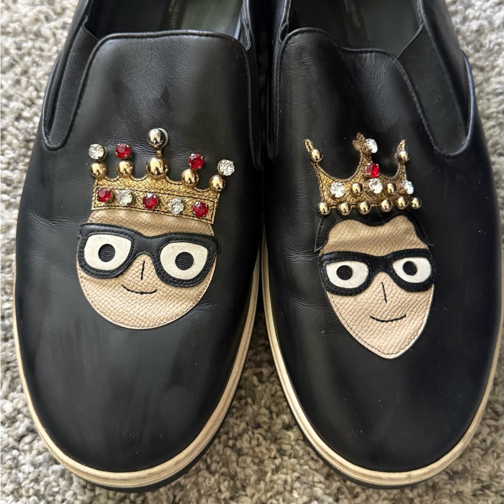 Dolce & Gabbana Black Sneakers with Crown Design